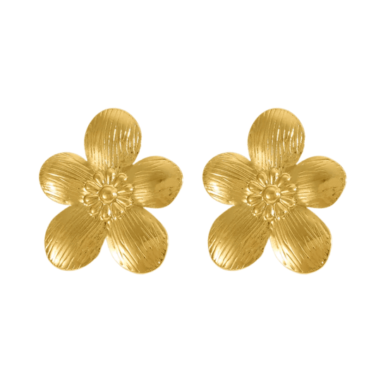18K Gold Plated Blooming Flower Statement Studs - Jasmine (Waterproof)