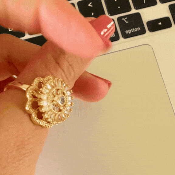18K Gold Plated Crystal Spinner Ring - Waterproof Fidget Jewelry
