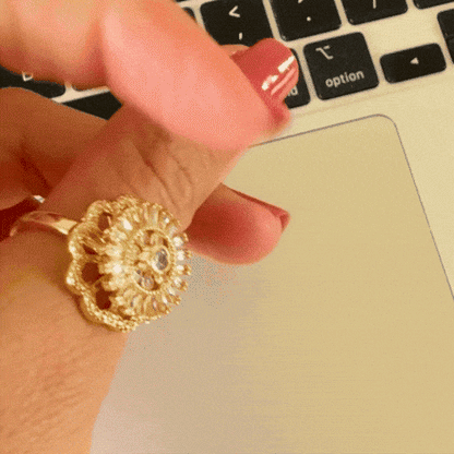 18K Gold Plated Crystal Spinner Ring - Waterproof Fidget Jewelry