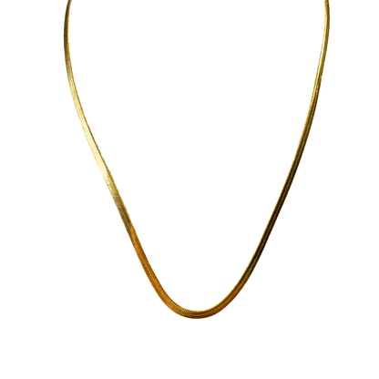 Gold chain necklace on a white background