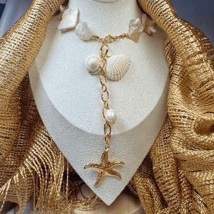 18K Gold Plated Starfish Statement Necklace - Emmy (Waterproof)