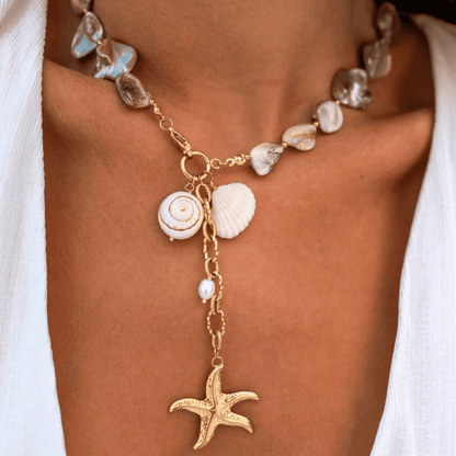 18K Gold Plated Starfish Statement Necklace - Emmy (Waterproof)